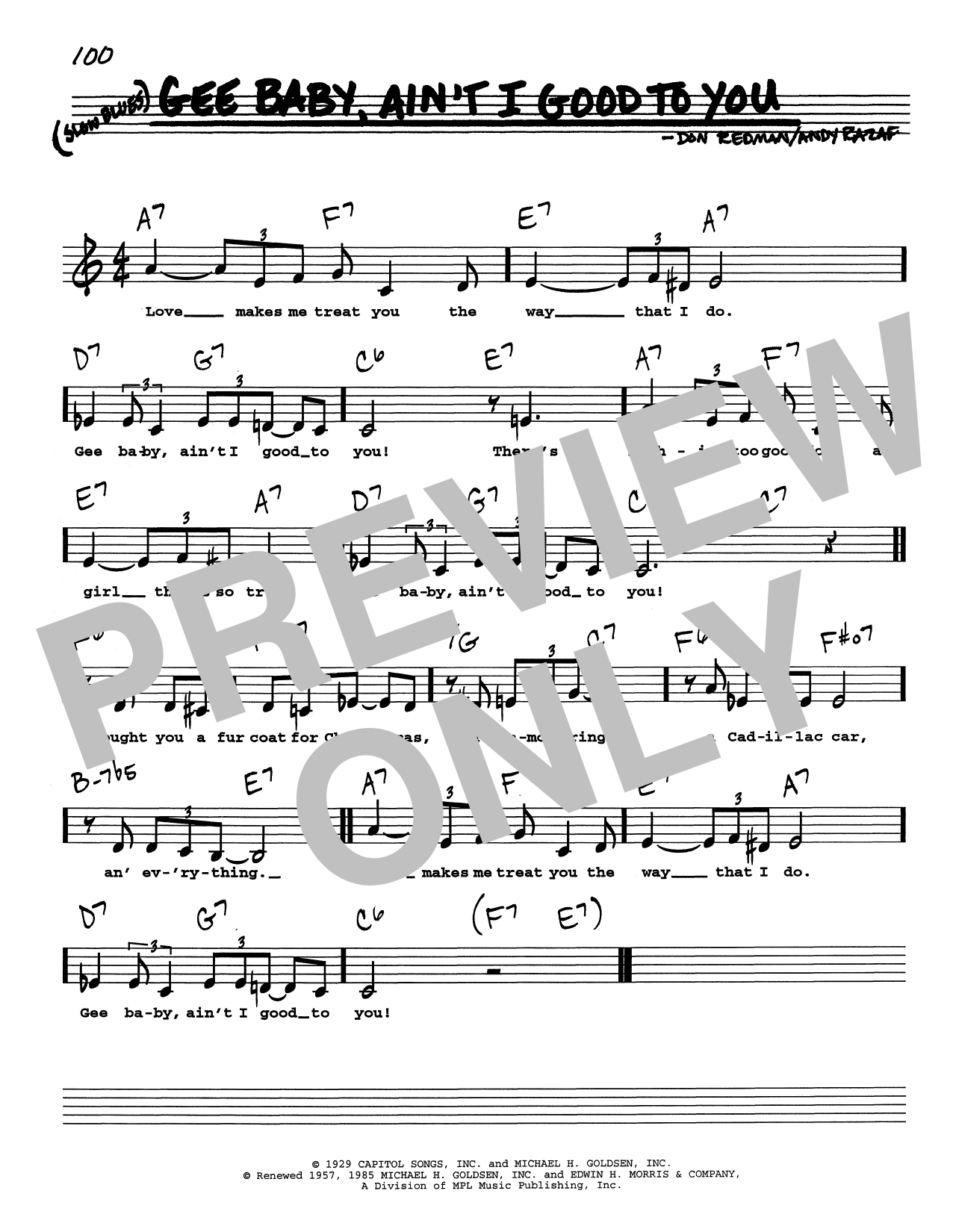 Don Redman Gee Baby, Ain't I Good To You (Low Voice) Sheet Music