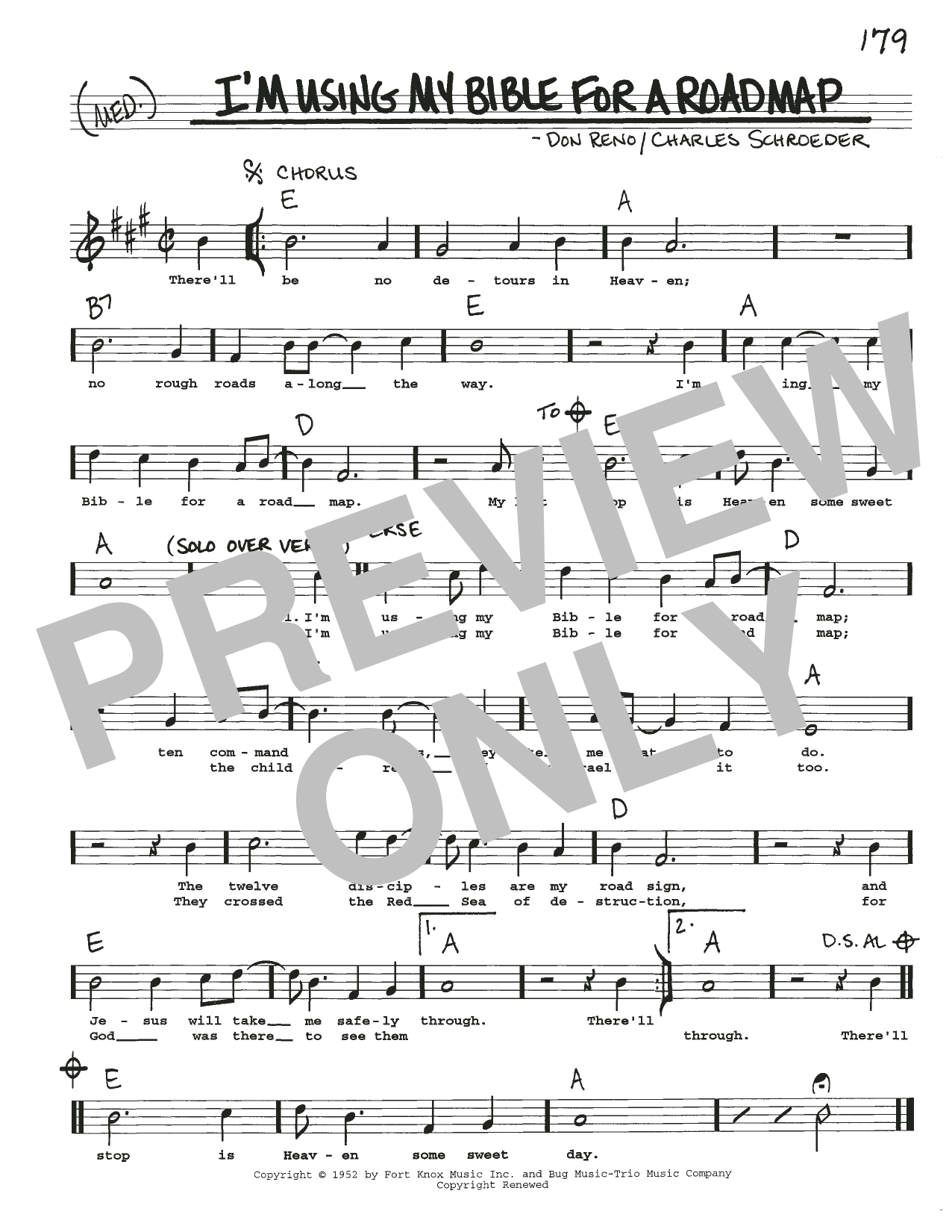 Don Reno I'm Using My Bible For A Roadmap Sheet Music