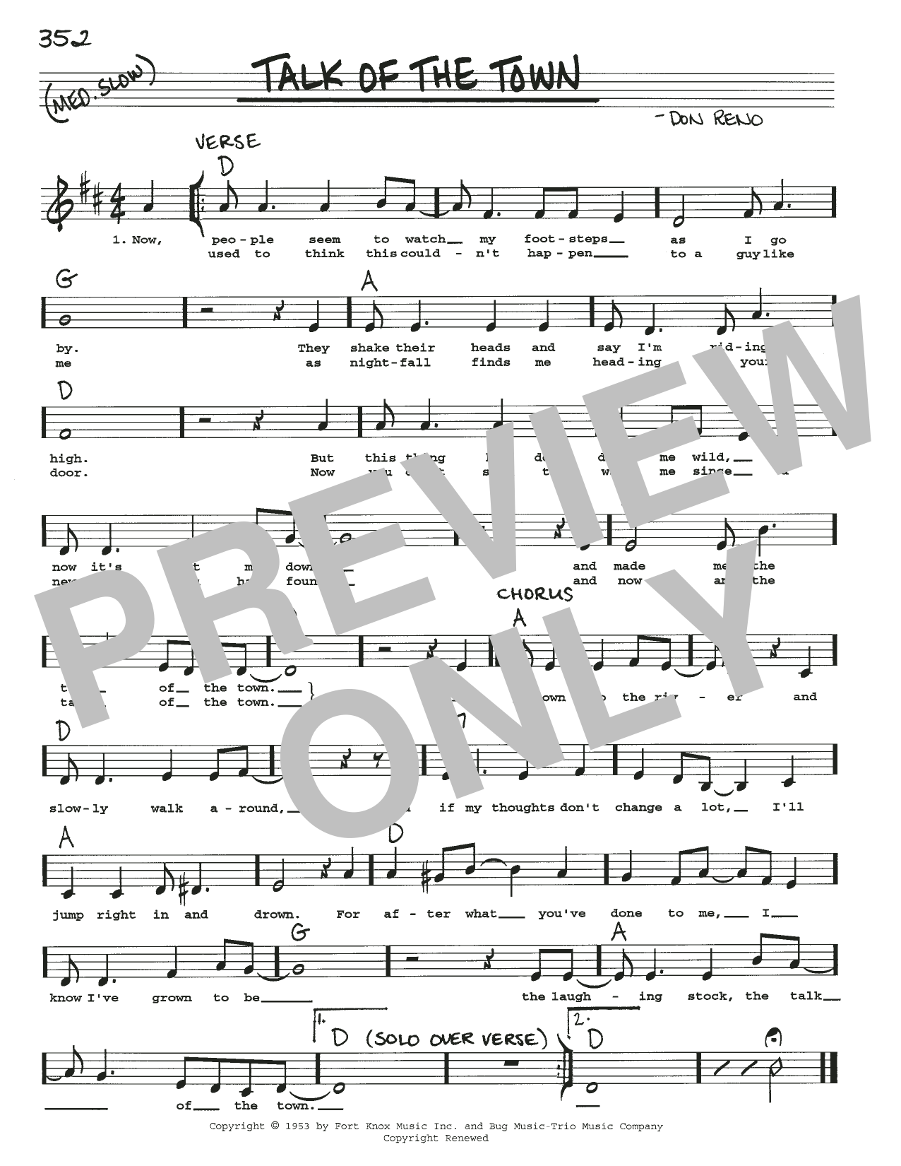 Don Reno Talk Of The Town Sheet Music