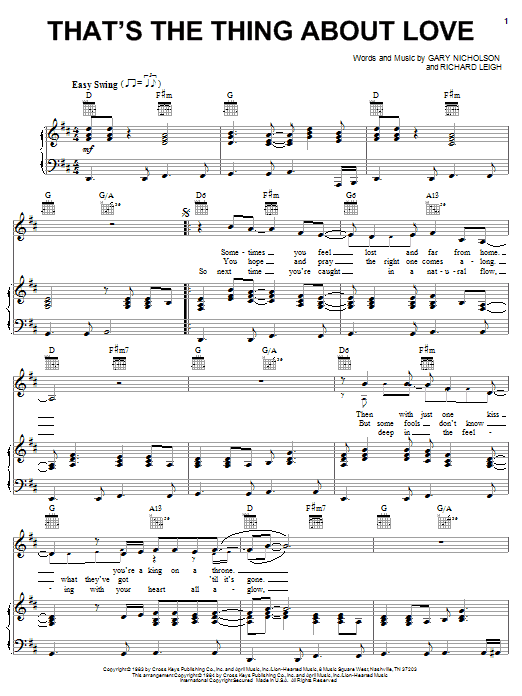 Don Williams That's The Thing About Love Sheet Music