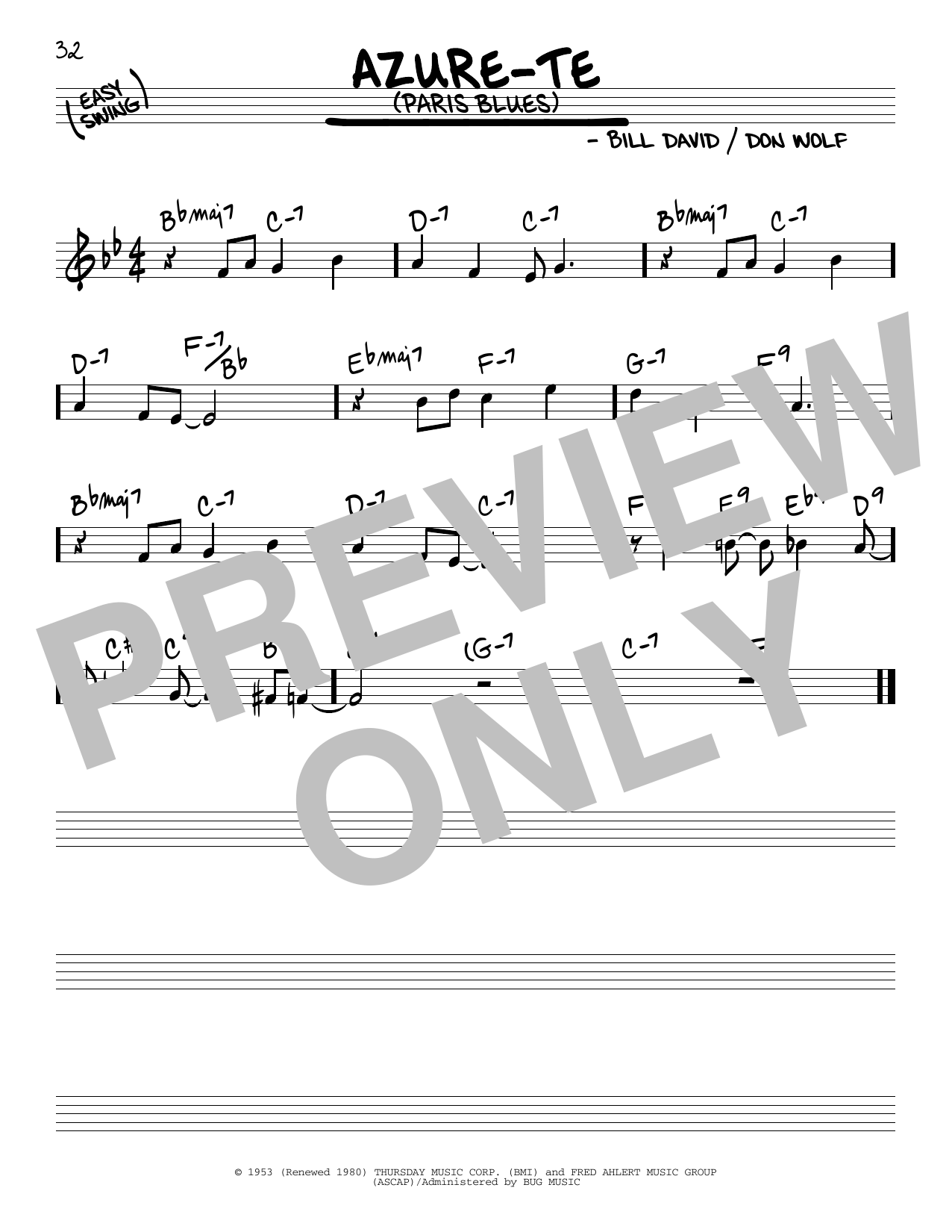 Don Wolf Azure-Te (Paris Blues) Sheet Music