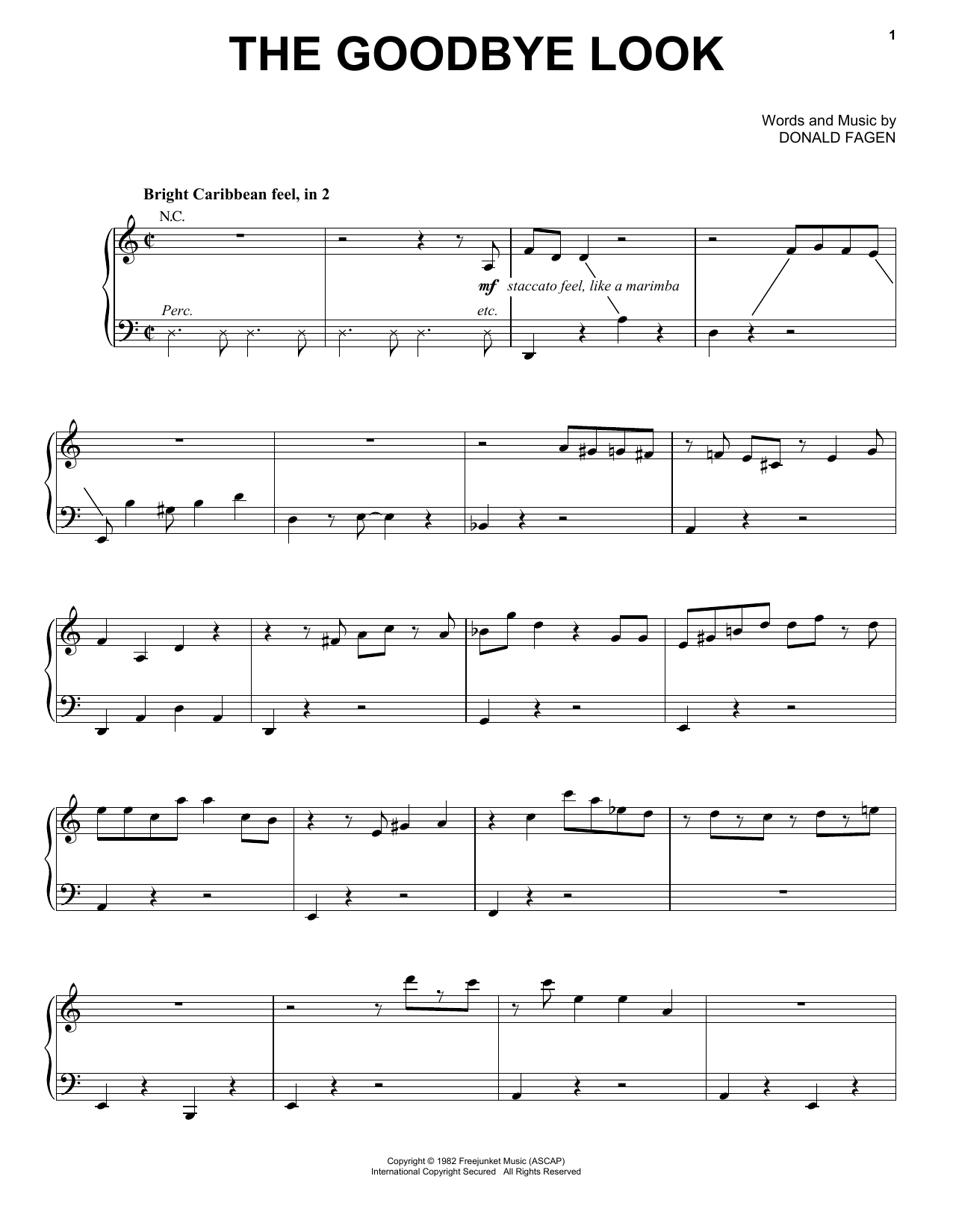 Donald Fagen The Goodbye Look Sheet Music