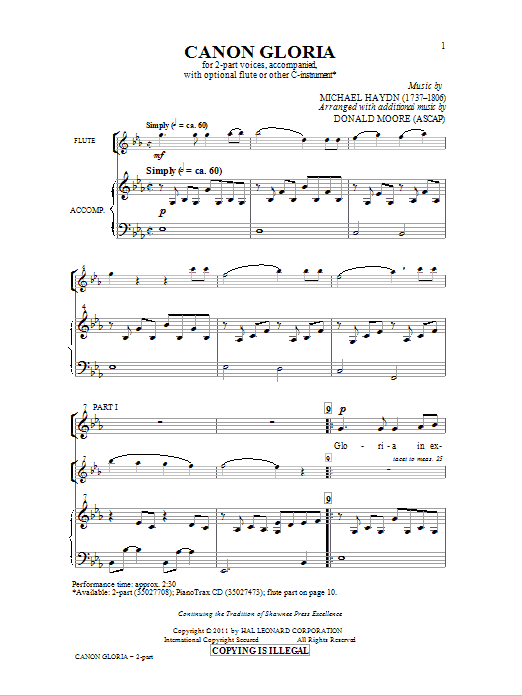 Donald Moore Canon Gloria Sheet Music
