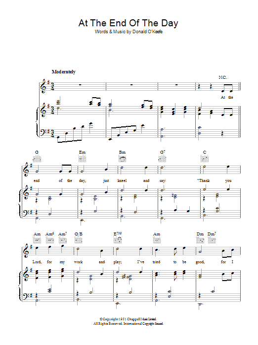Donald O'Keefe At The End Of The Day Sheet Music