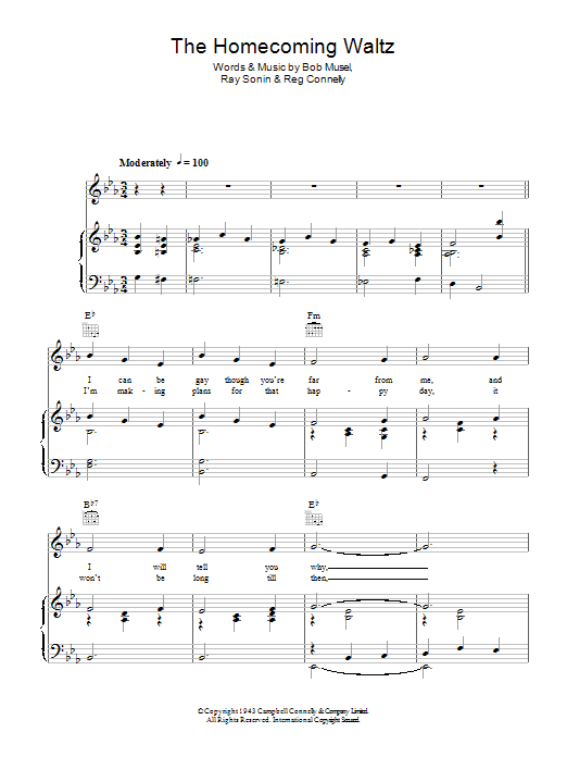 Donald Peers The Homecoming Waltz Sheet Music