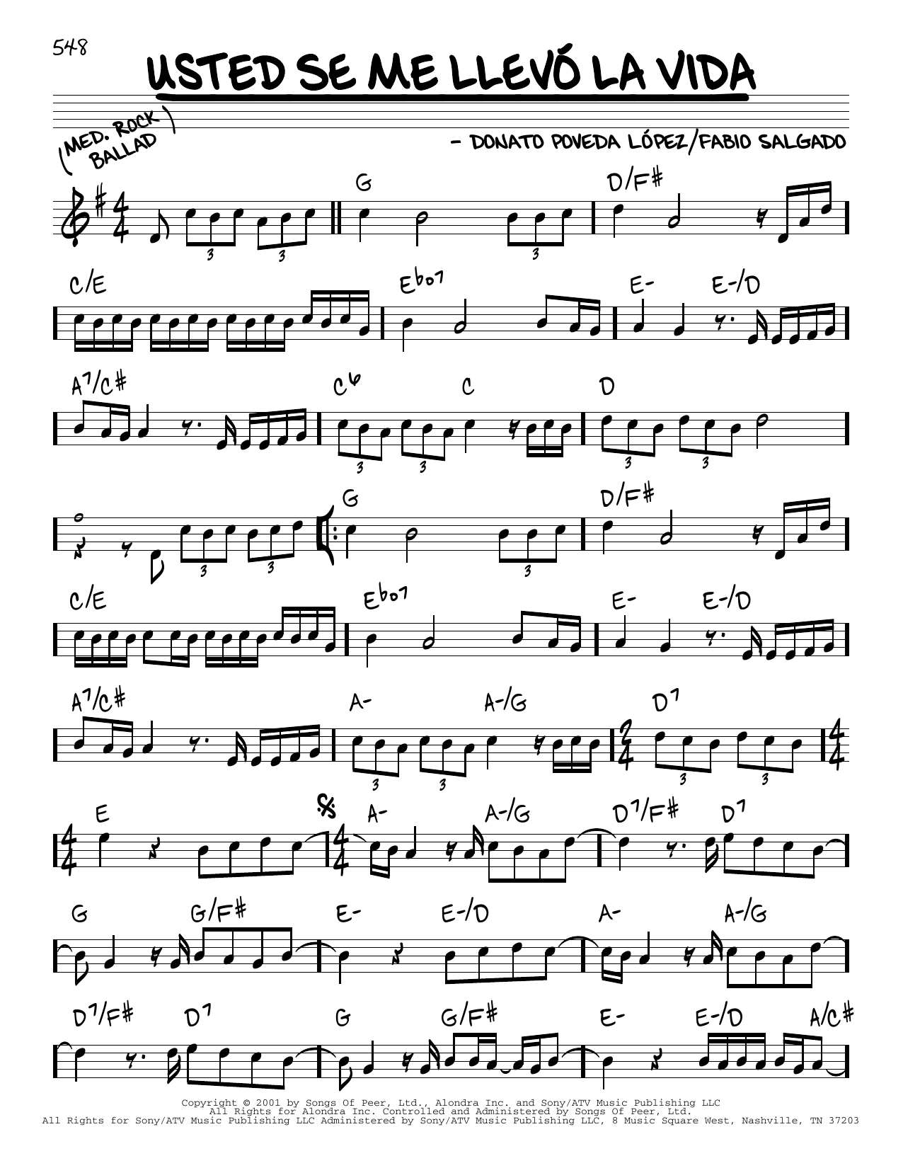 Donato Poveda Lopez Usted Se Me Llevo La Vida Sheet Music