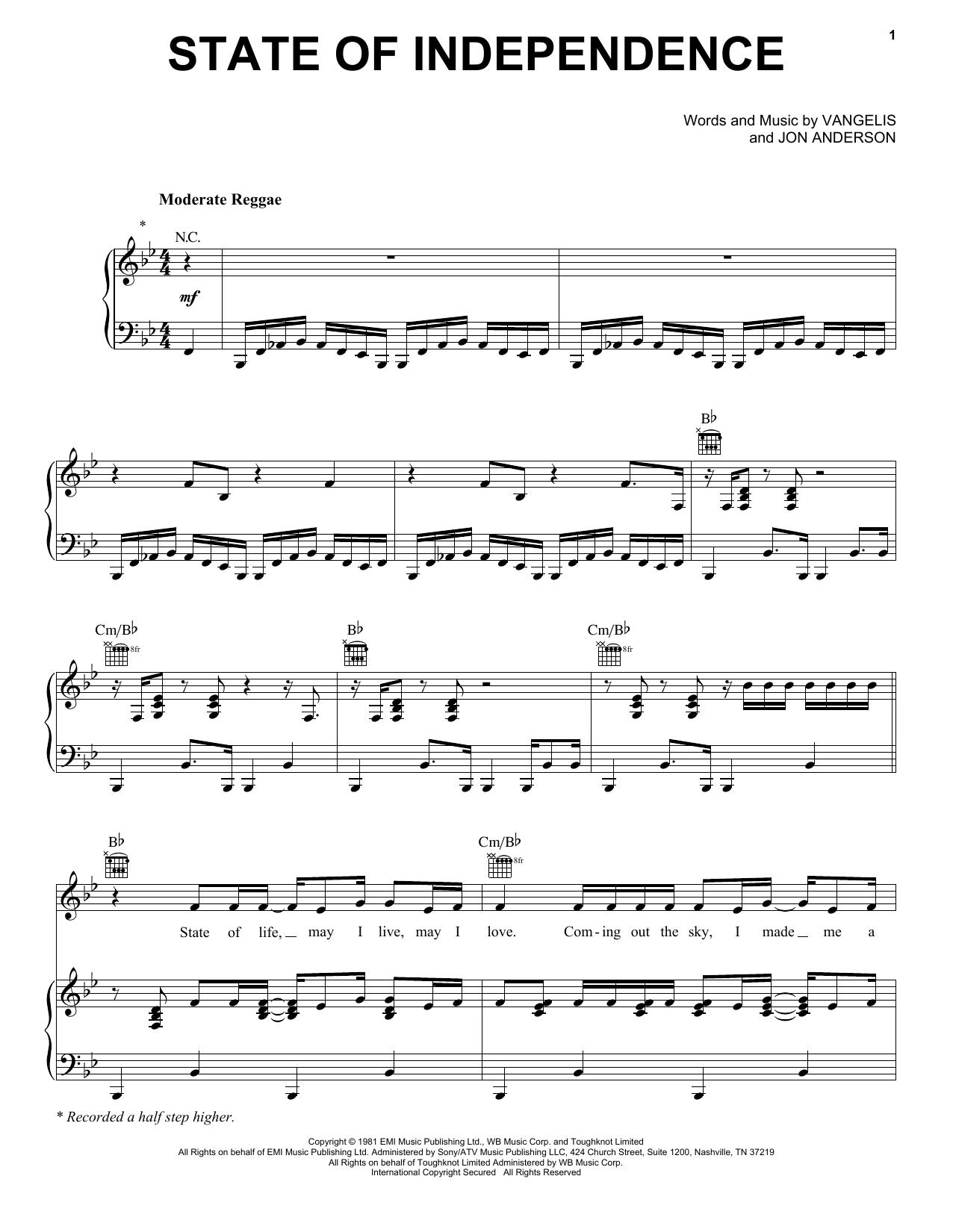Donna Summer State Of Independence Sheet Music