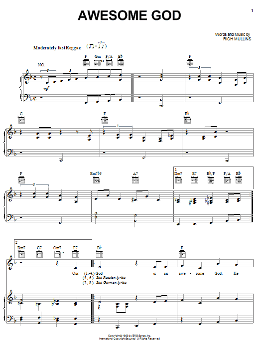 Donnie McClurkin Awesome God Sheet Music
