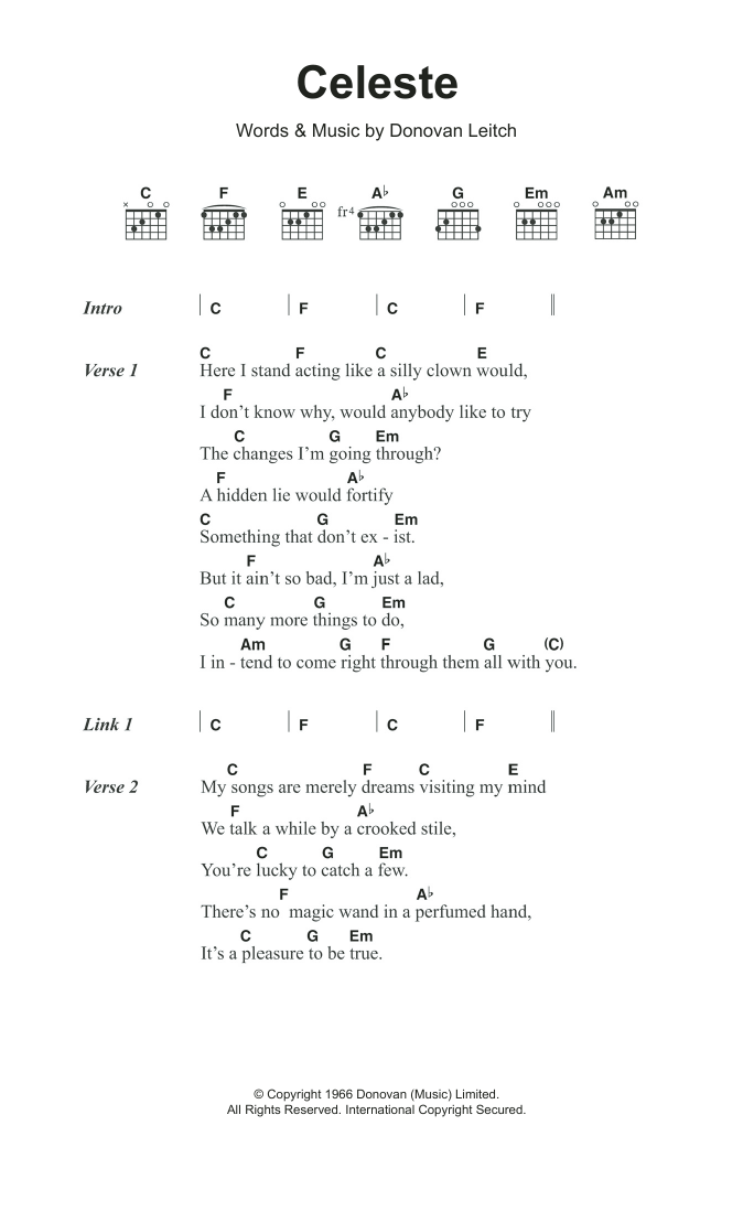 Donovan Celeste Sheet Music