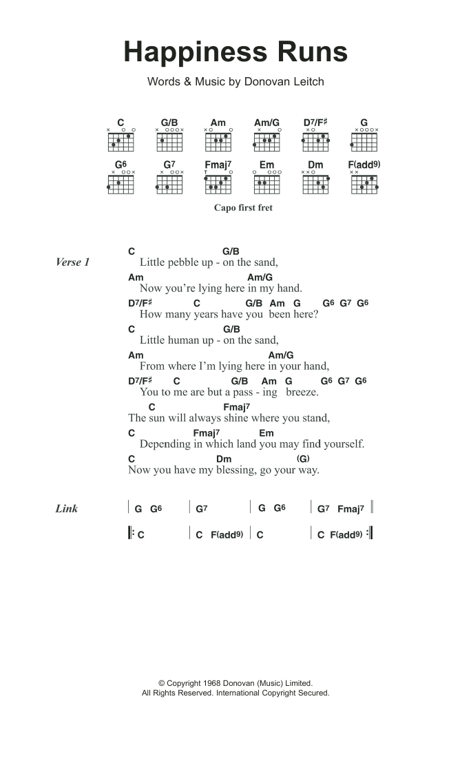 Donovan Happiness Runs Sheet Music