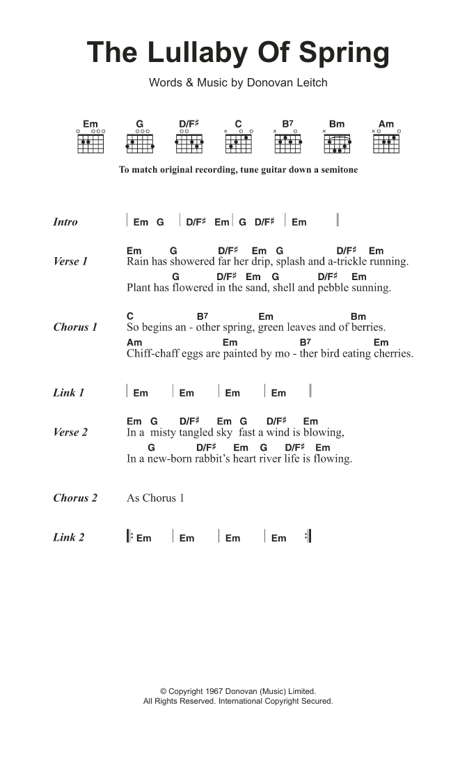 Donovan The Lullaby Of Spring Sheet Music