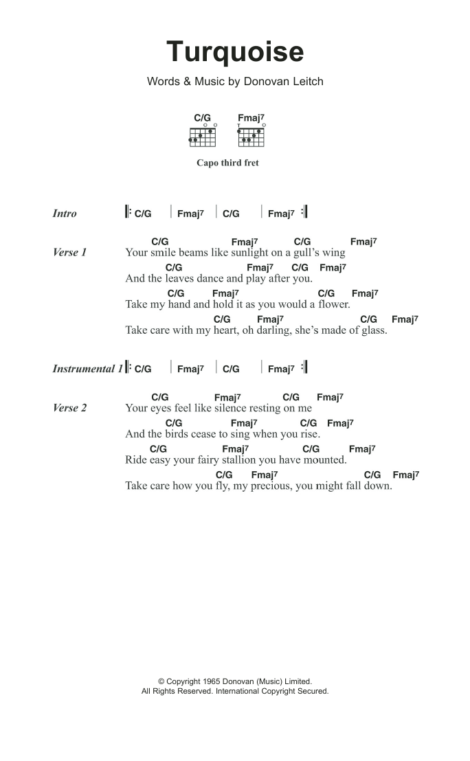 Donovan Turquoise Sheet Music