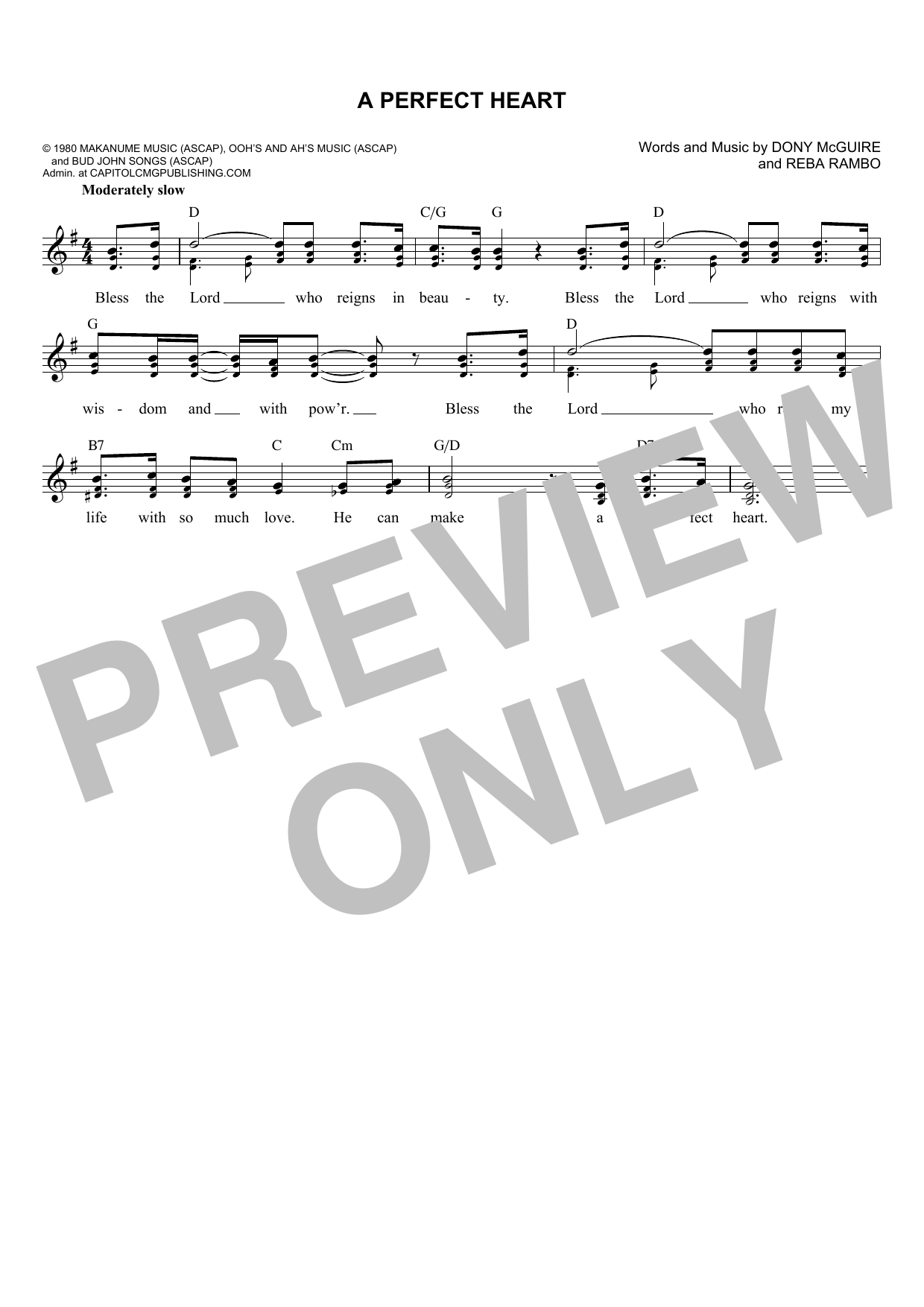 Dony McGuire A Perfect Heart Sheet Music