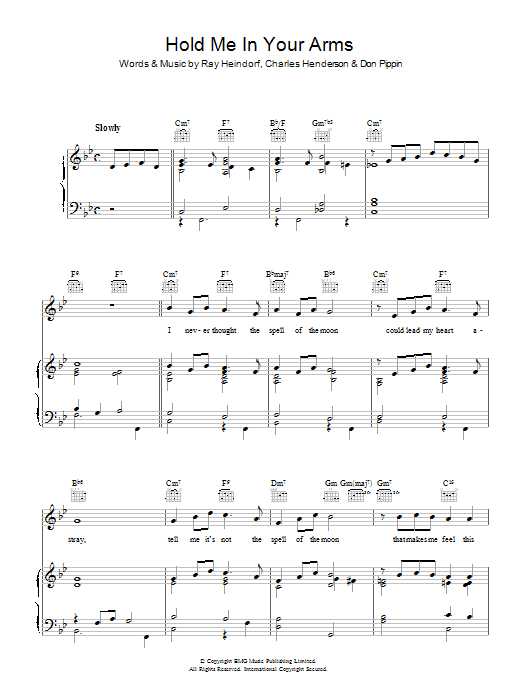 Doris Day Hold Me In Your Arms Sheet Music