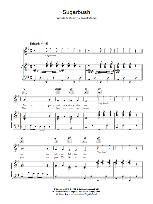 Doris Day Sugarbush Sheet Music