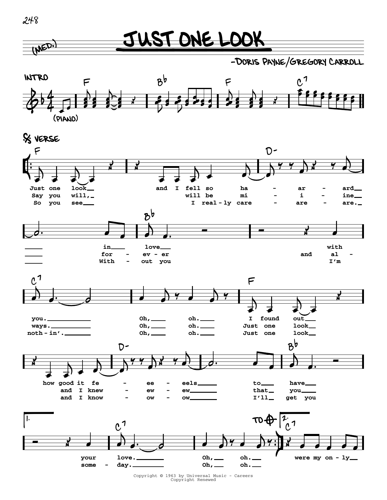 Doris Troy Just One Look Sheet Music