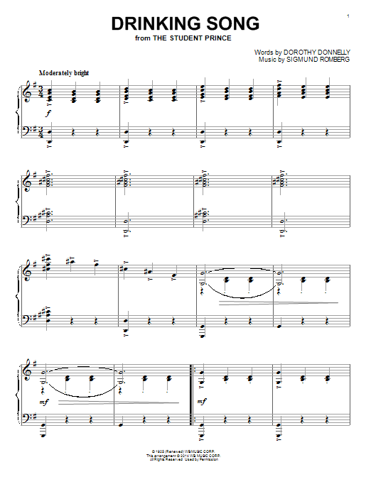 Dorothy Donnelly Drinking Song Sheet Music