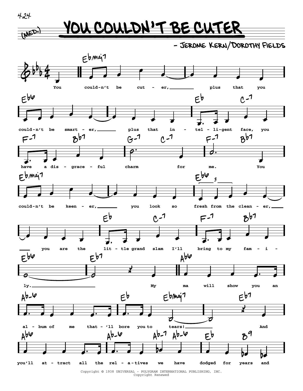 Dorothy Fields You Couldn't Be Cuter (Low Voice) Sheet Music