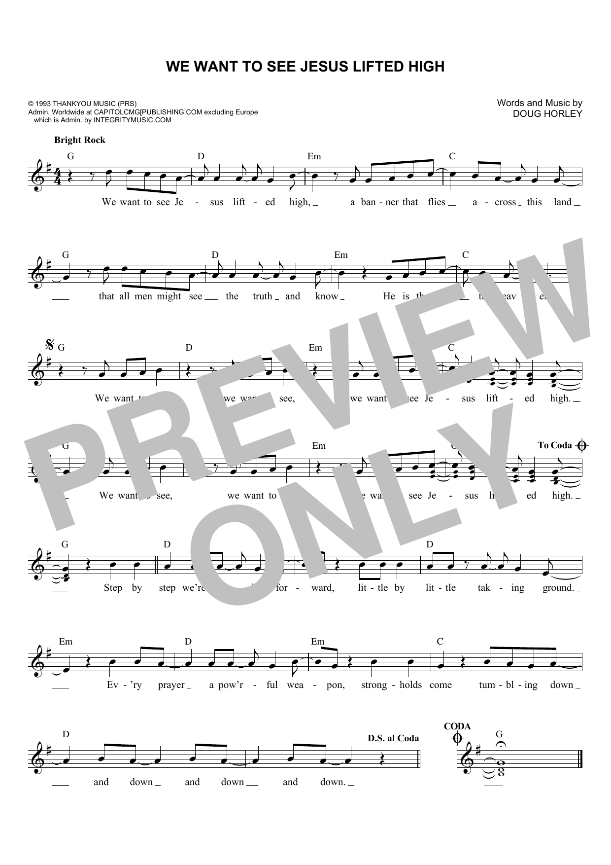 Doug Horley We Want To See Jesus Lifted High Sheet Music
