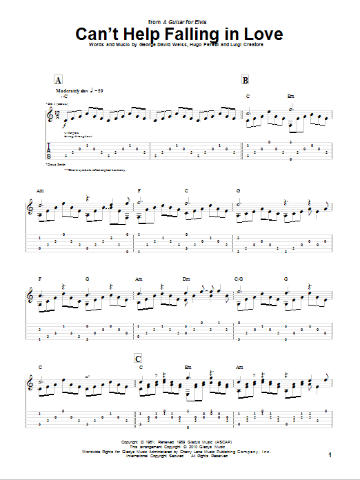 Doug Smith Can't Help Falling In Love Sheet Music