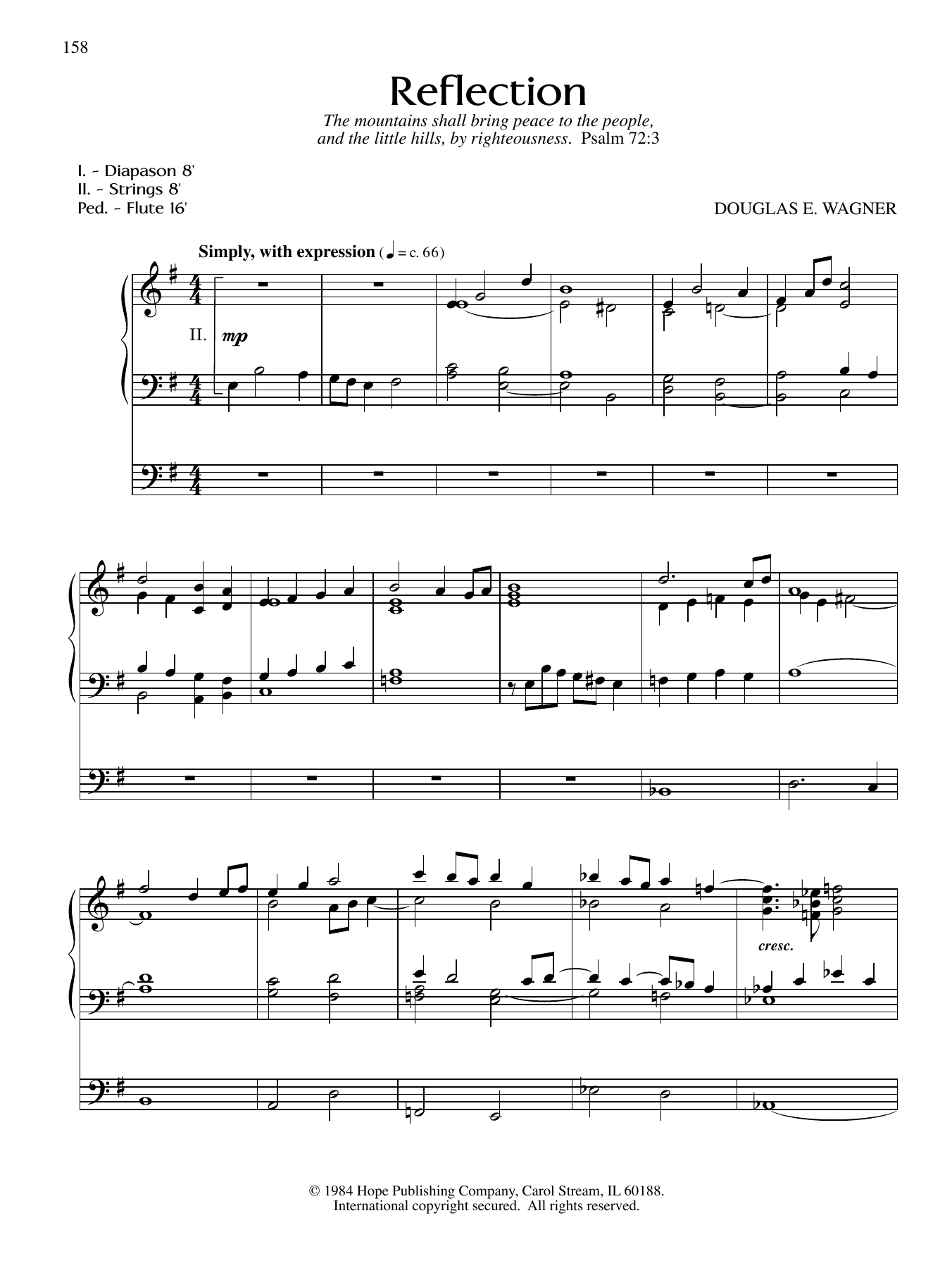 Douglas E. Wagner Reflection Sheet Music
