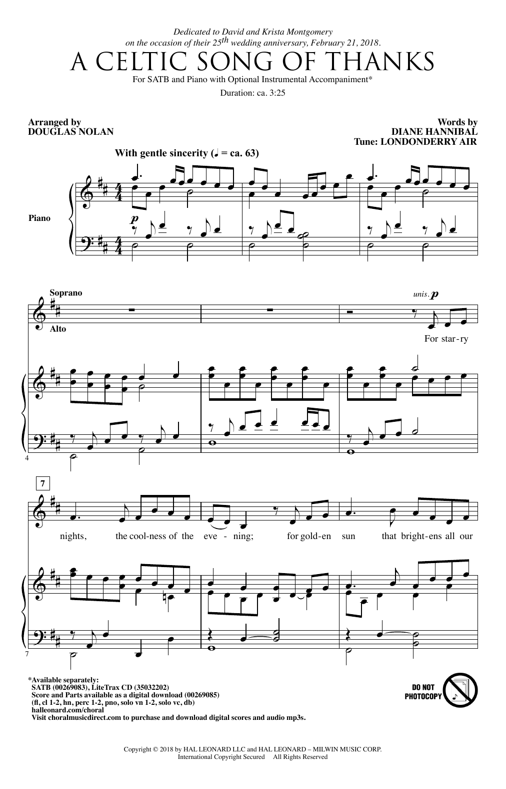 Douglas Nolan A Celtic Song Of Thanks Sheet Music