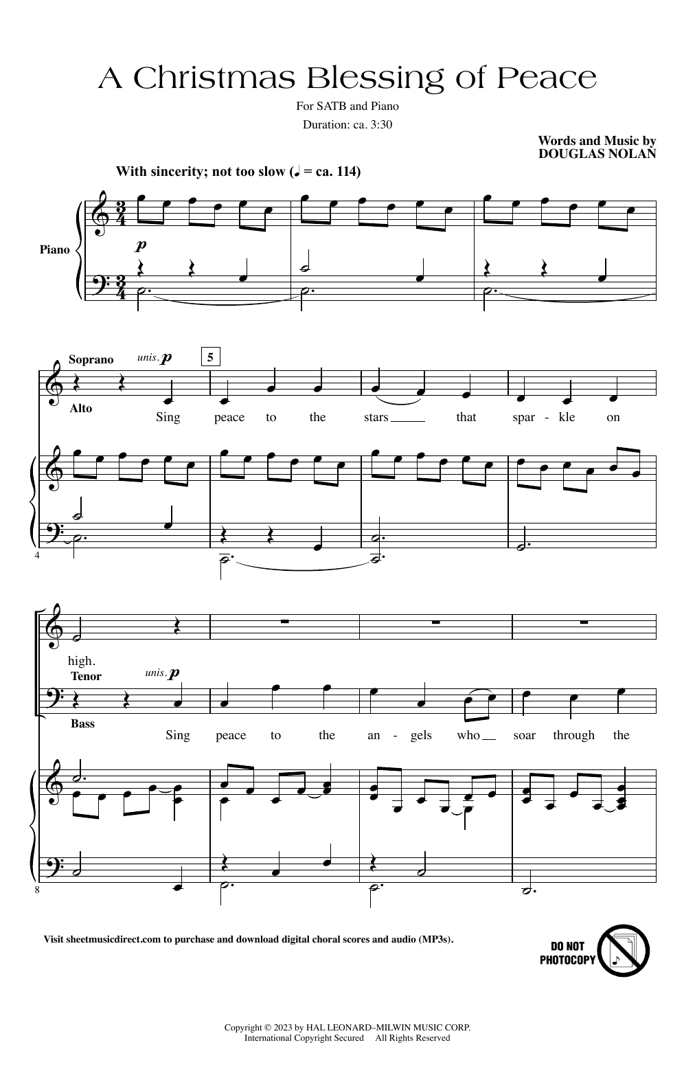 Douglas Nolan A Christmas Blessing Of Peace Sheet Music