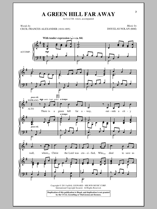 Douglas Nolan A Green Hill Far Away Sheet Music