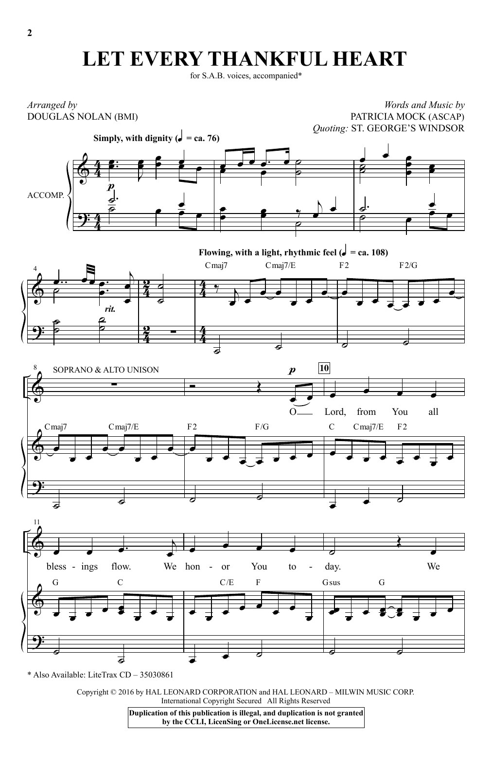 Douglas Nolan Let Every Thankful Heart Sheet Music