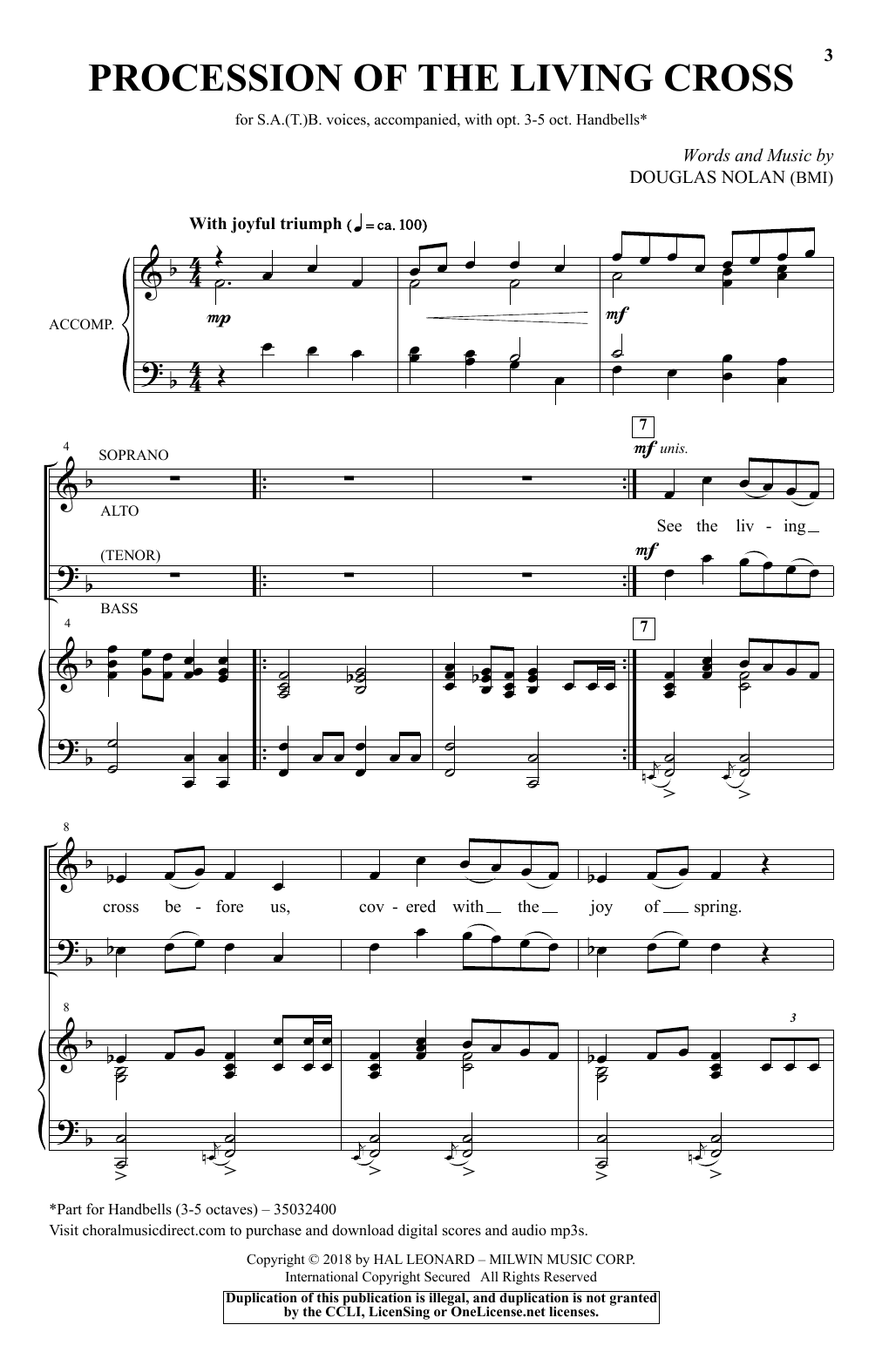 Douglas Nolan Procession Of The Living Cross Sheet Music