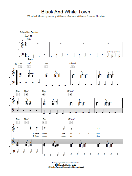 Doves Black And White Town Sheet Music