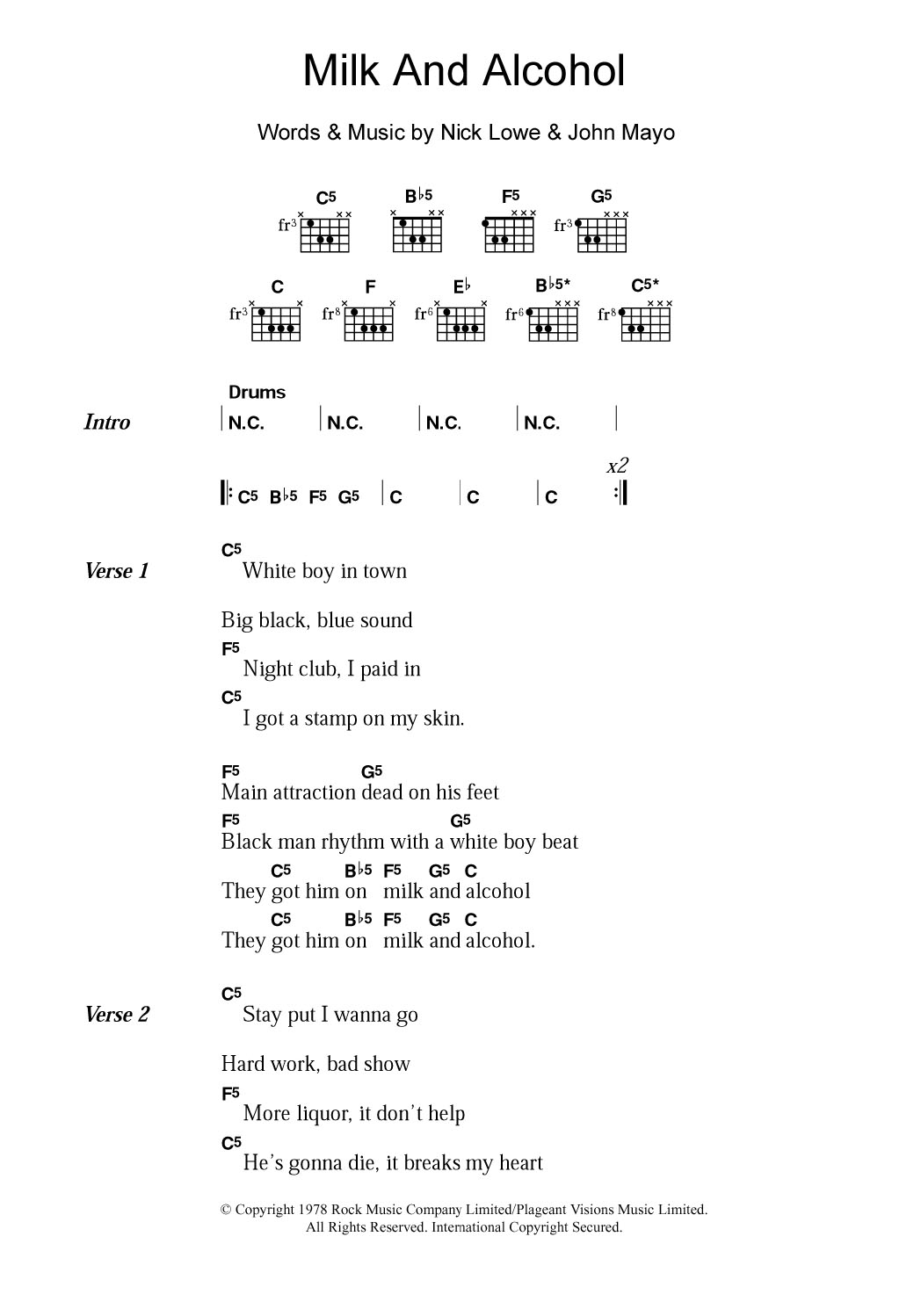 Dr. Feelgood Milk And Alcohol Sheet Music