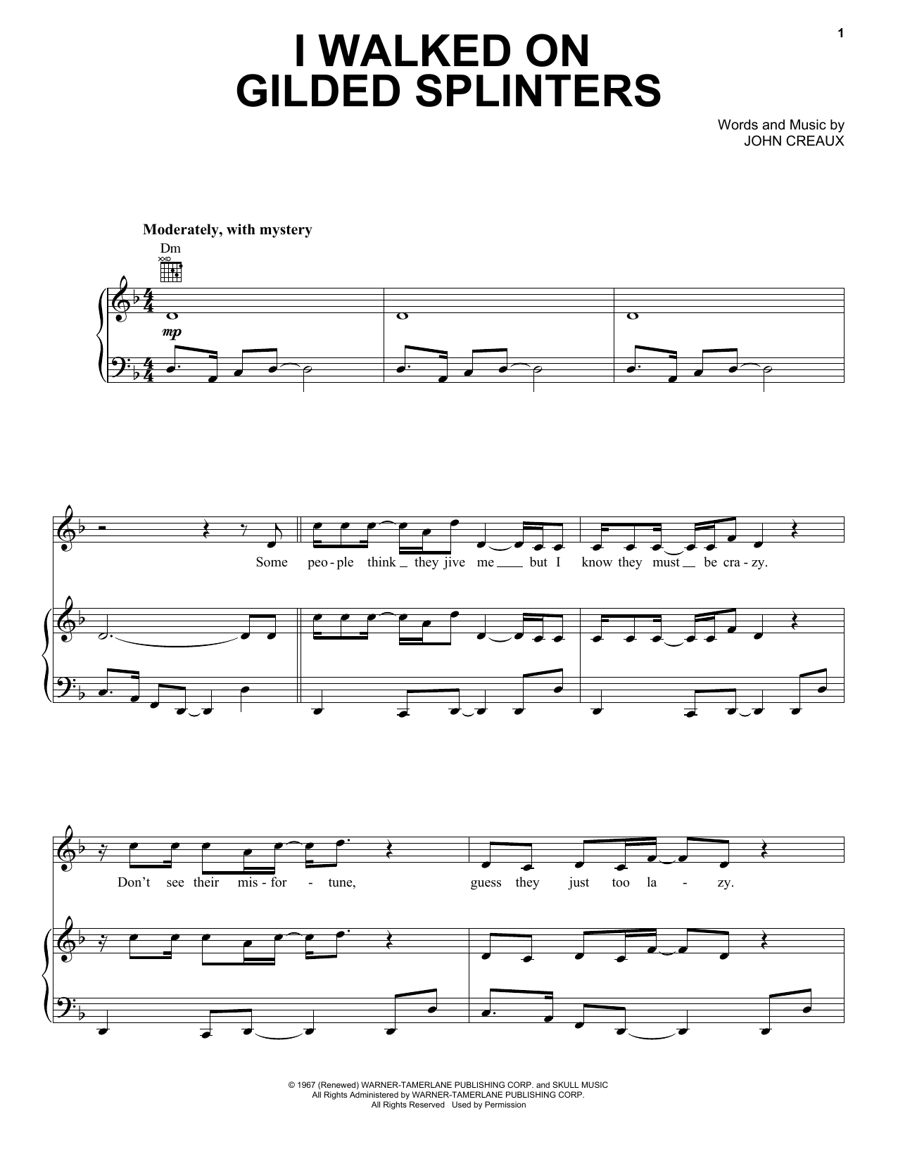 Dr. John I Walked On Gilded Splinters Sheet Music