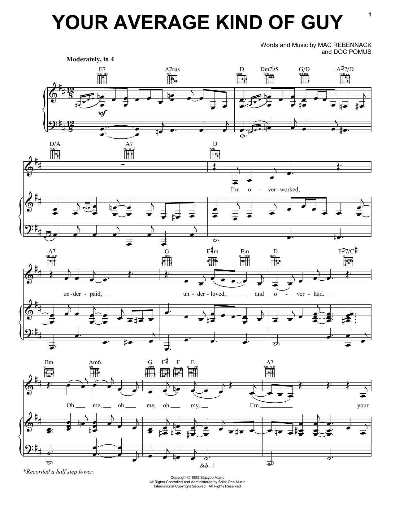 Dr. John Your Average Kind Of Guy Sheet Music