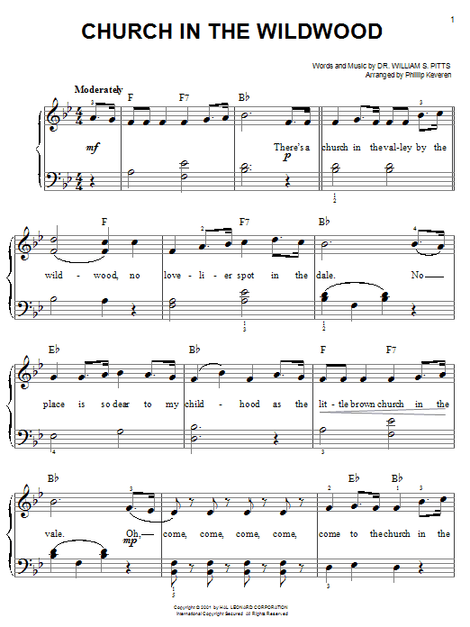 Dr. William S. Pitts Church In The Wildwood (arr. Phillip Keveren) Sheet Music