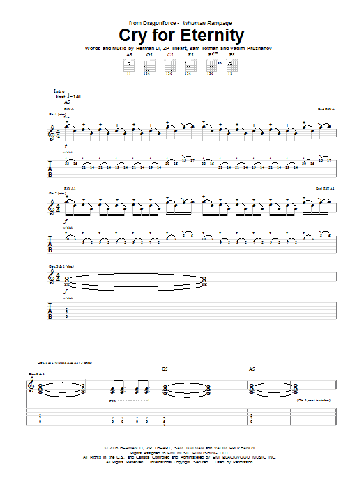 Dragonforce Cry For Eternity Sheet Music