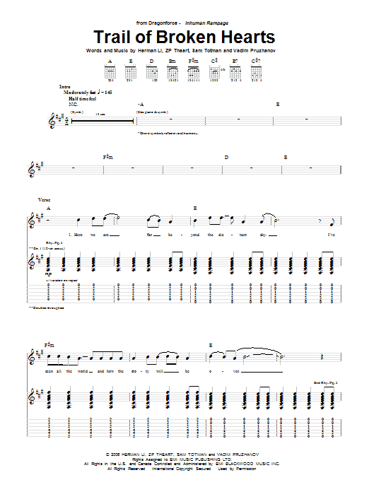 Dragonforce Trail Of Broken Hearts Sheet Music
