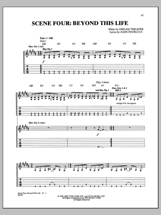 Dream Theater Beyond This Life Sheet Music
