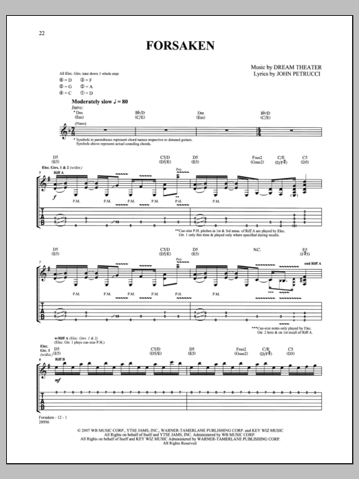 Dream Theater Forsaken Sheet Music
