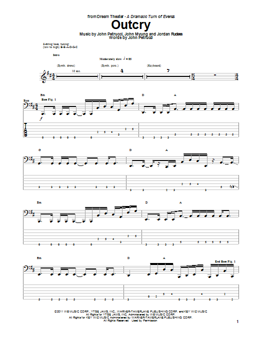 Dream Theater Outcry Sheet Music