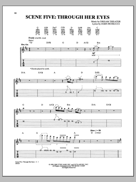 Dream Theater Scene Five: Through Her Eyes Sheet Music