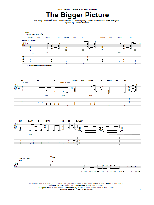 Dream Theater The Bigger Picture Sheet Music