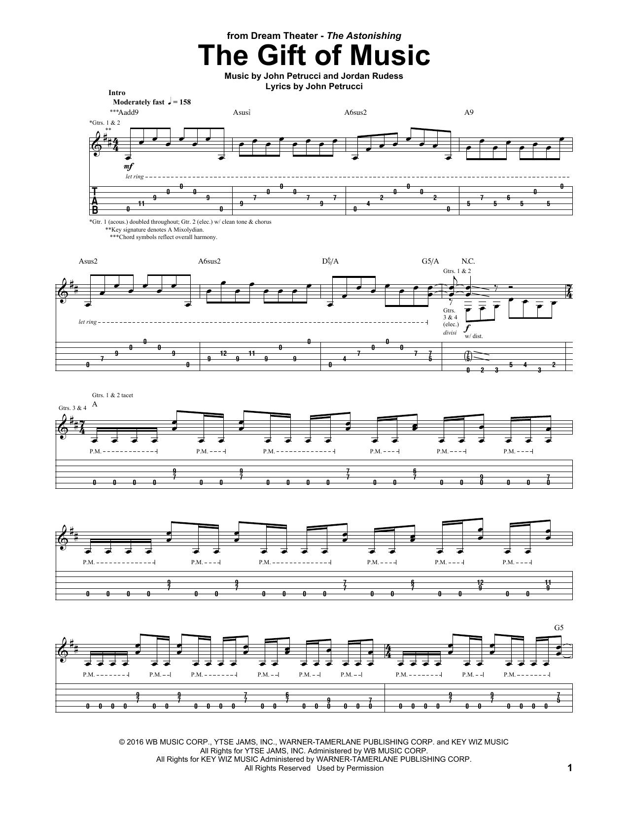 Dream Theater The Gift Of Music Sheet Music