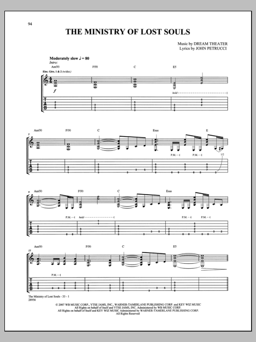 Dream Theater The Ministry Of Lost Souls Sheet Music