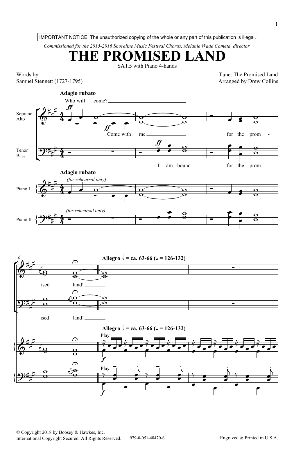 Drew Collins The Promised Land Sheet Music