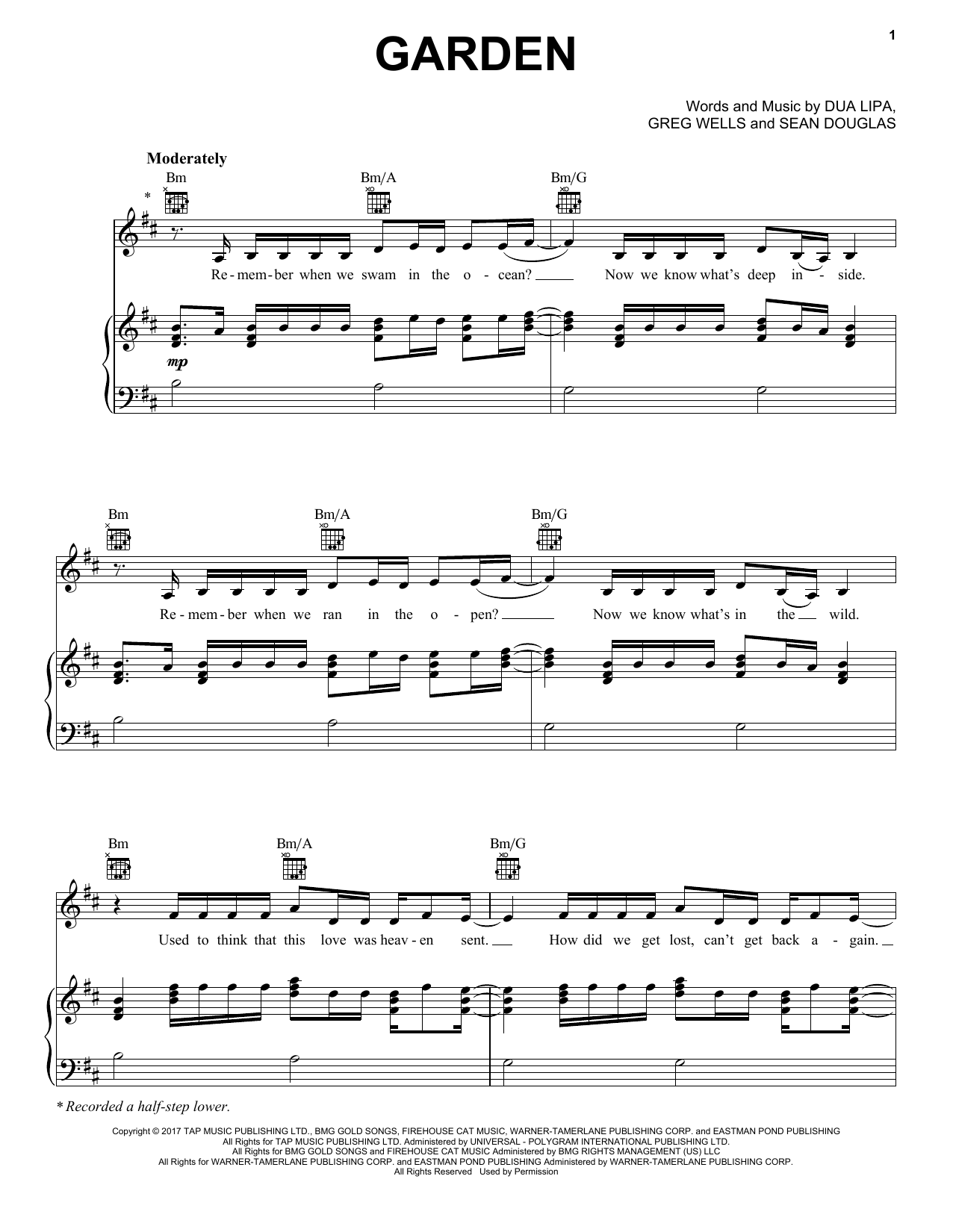 Dua Lipa Garden Sheet Music
