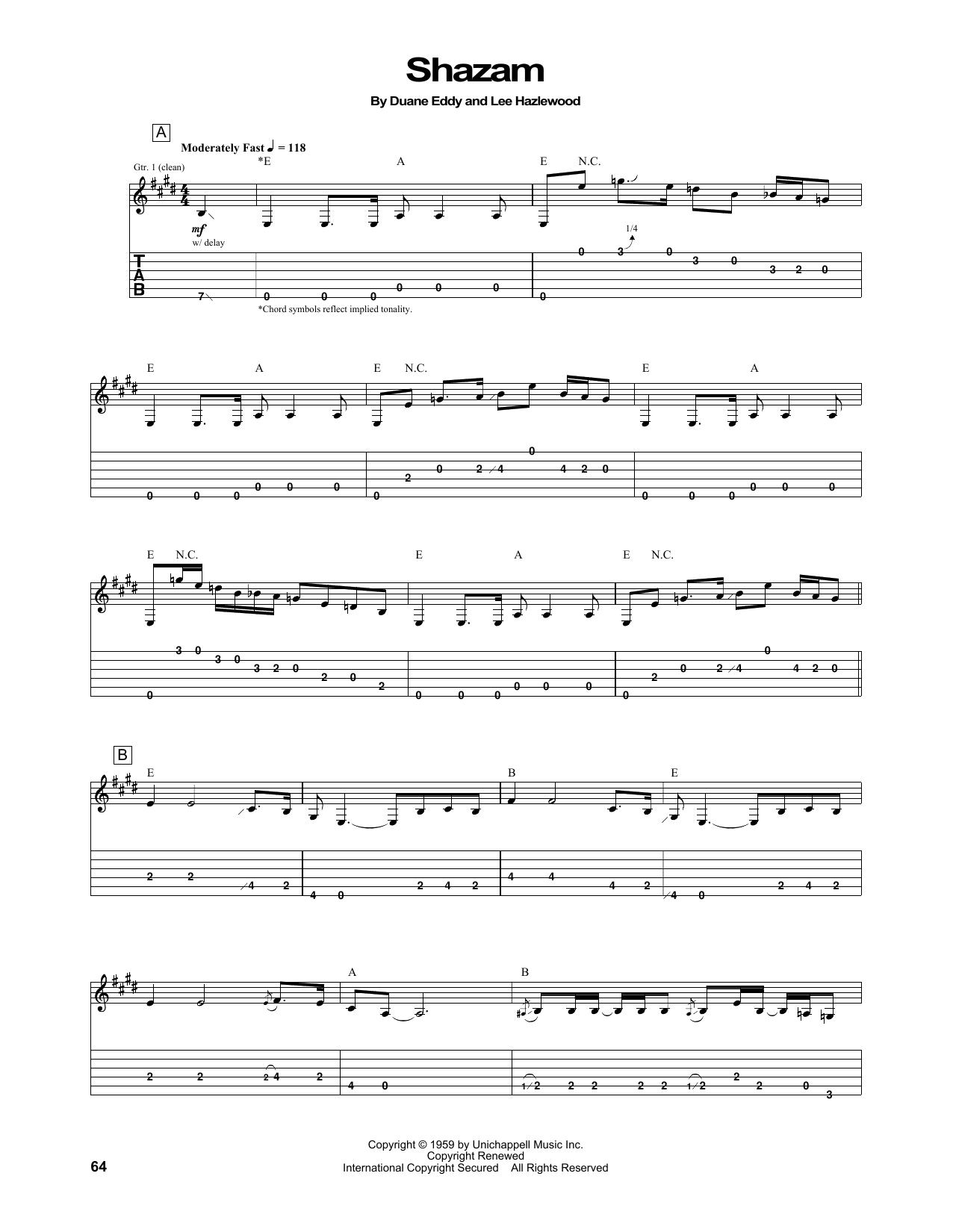 Duane Eddy Shazam Sheet Music