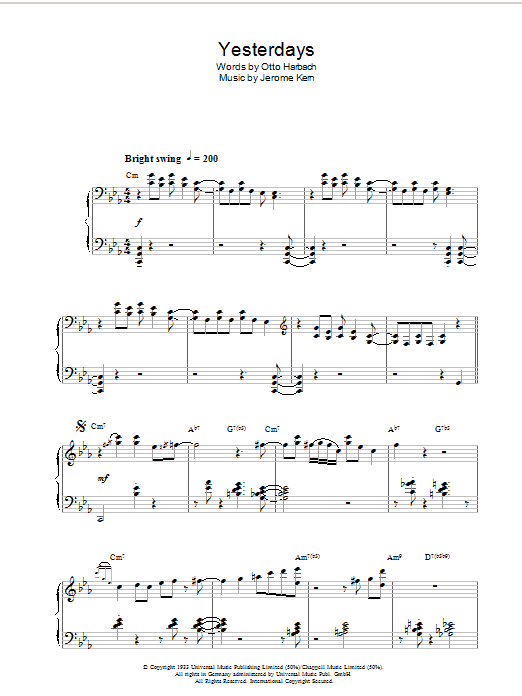 Dudley Moore Yesterdays Sheet Music