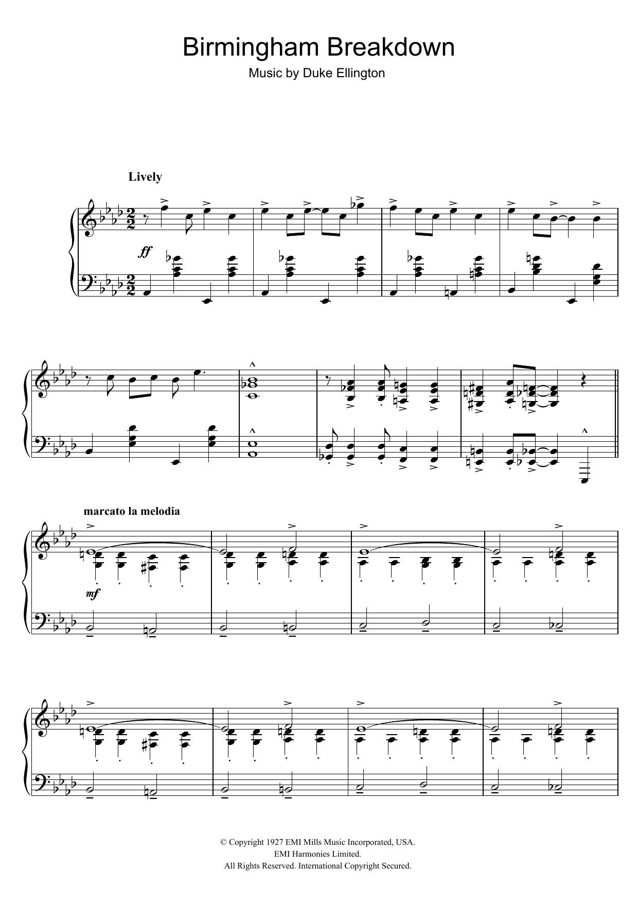 Duke Ellington Birmingham Breakdown Sheet Music