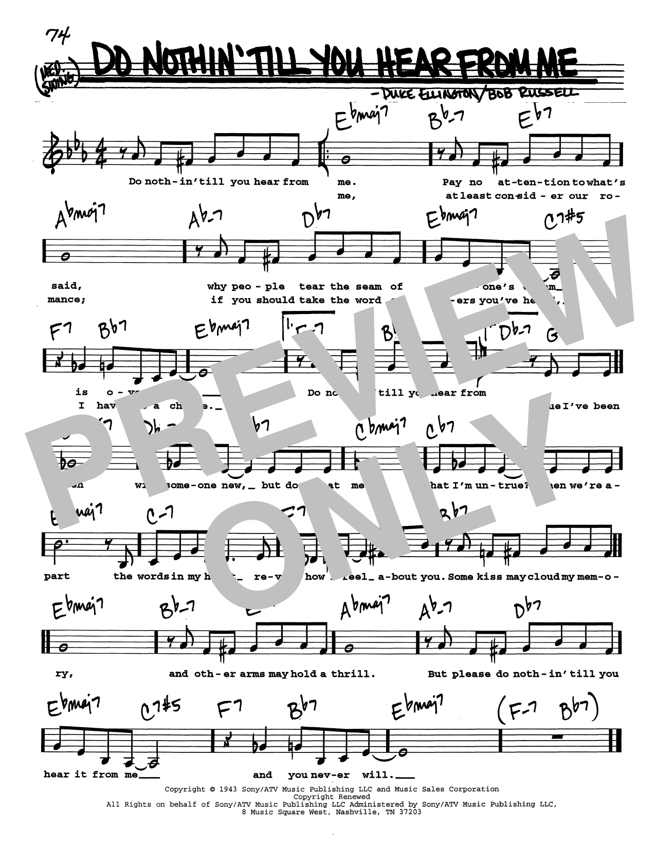 Duke Ellington Do Nothin' Till You Hear From Me (Low Voice) Sheet Music